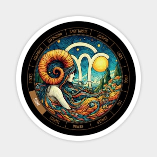 ZODIAC Aries - Astrological ARIRS - ARIRS - ZODIAC sign - Van Gogh style - 7 Magnet